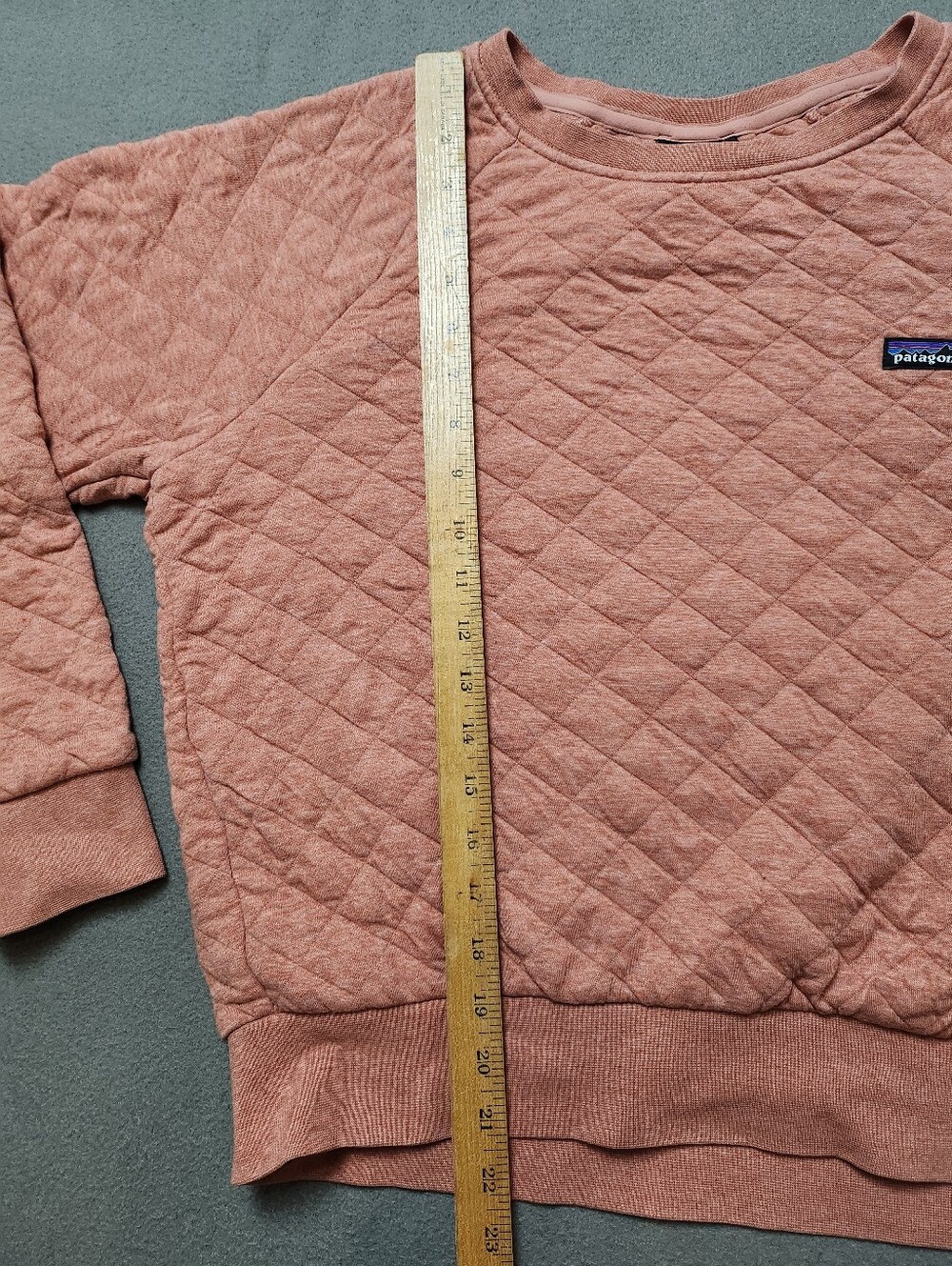 Patagonia Quilted Organic Cotton Sweatshirt Dusty Rose Pink Sz L Worn Wear - Picture 12 of 13
